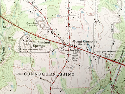 Antique Mount Chestnut, Pennsylvania 1964 US Geological Survey Topographic Map – Butler County, Timberly Heights, Euclid, Greenwood Village