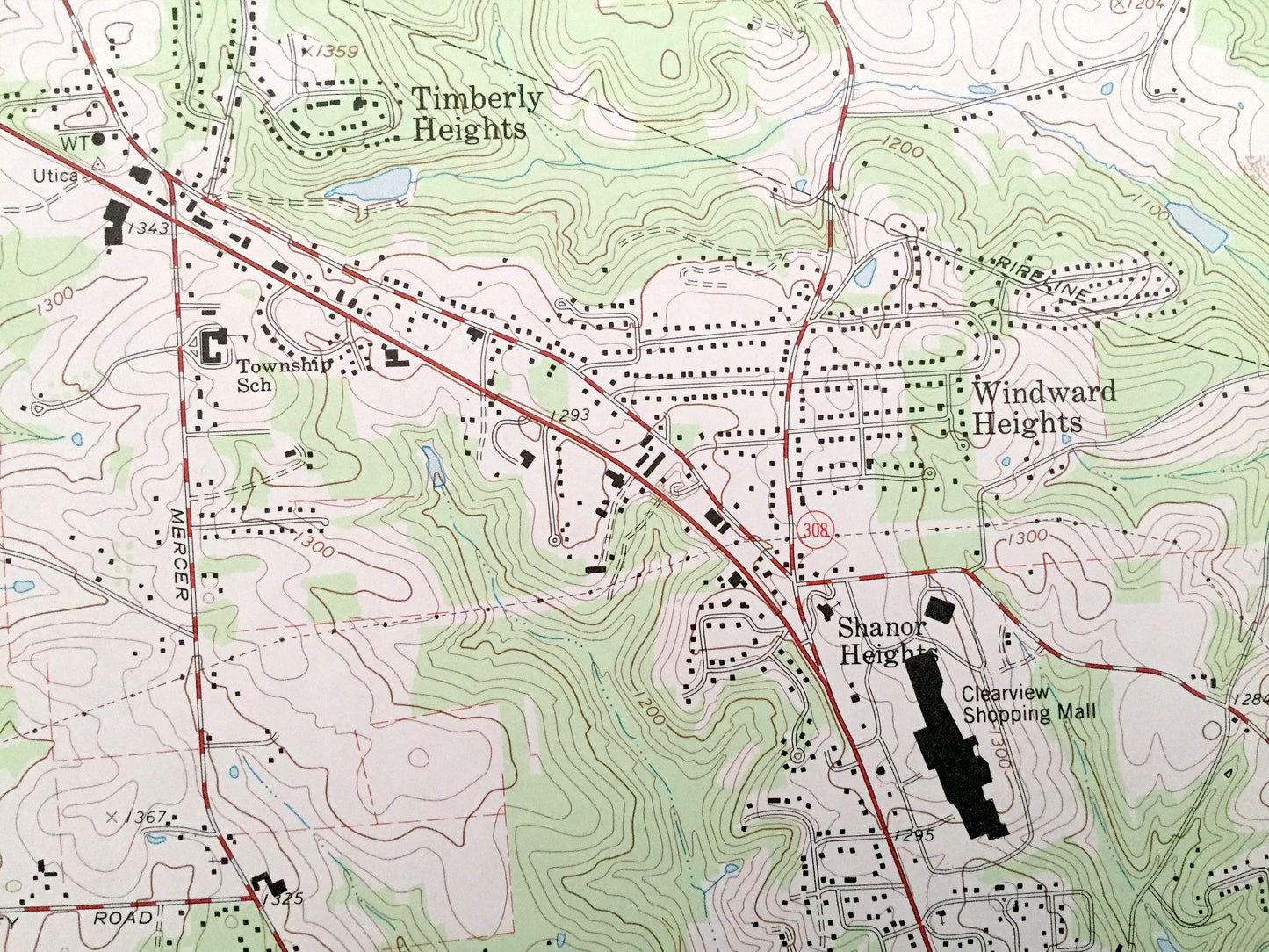 Antique Mount Chestnut, Pennsylvania 1964 US Geological Survey Topographic Map – Butler County, Timberly Heights, Euclid, Greenwood Village