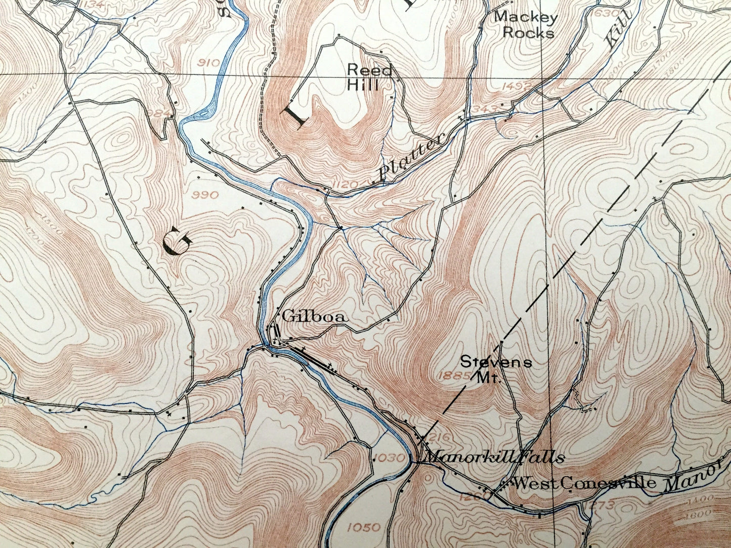 Antique Gilboa, New York 1903 US Geological Survey Topographic Map – Ashland, Prattsville, Delaware, Greene, Schoharie, Albany County, NY