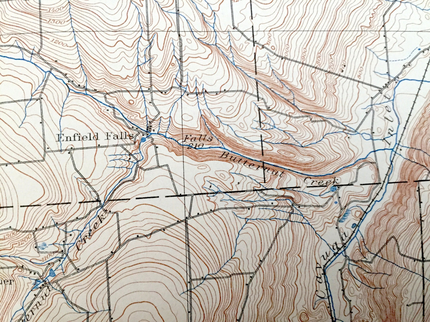 Antique Ithaca, New York 1895 US Geological Survey Topographic Map – Cayuga Lake, Cayuta Lake, Enfield, Tompkins, Schuyler, Tioga County, NY