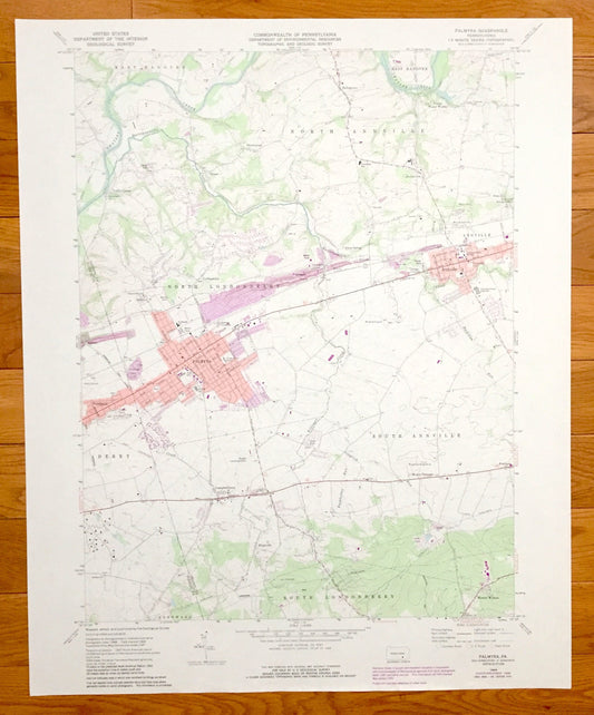 Antique Palmyra, Pennsylvania 1969 US Geological Survey Topographic Map – Lebanon, Dauphin County, Annville, Palmdale, North Annville, PA