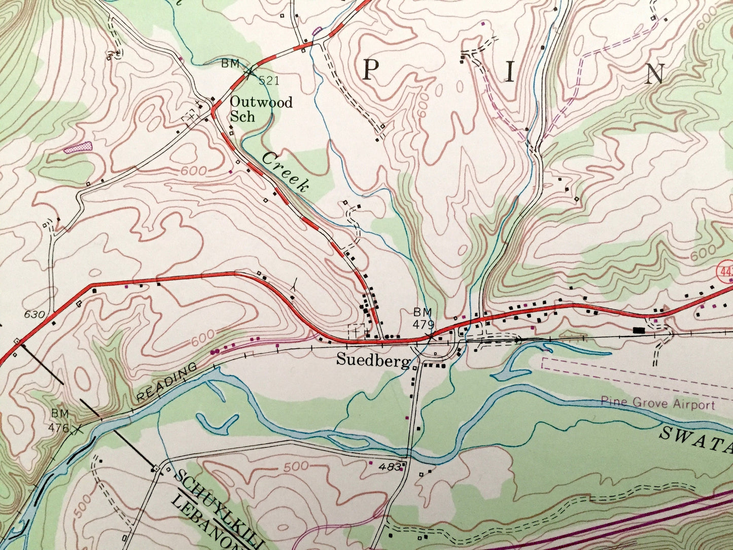 Antique Pine Grove, Pennsylvania 1954 US Geological Survey Topographic Map – Schuylkill County, Suedberg, Lorberry, Tremont Irving Ravine PA