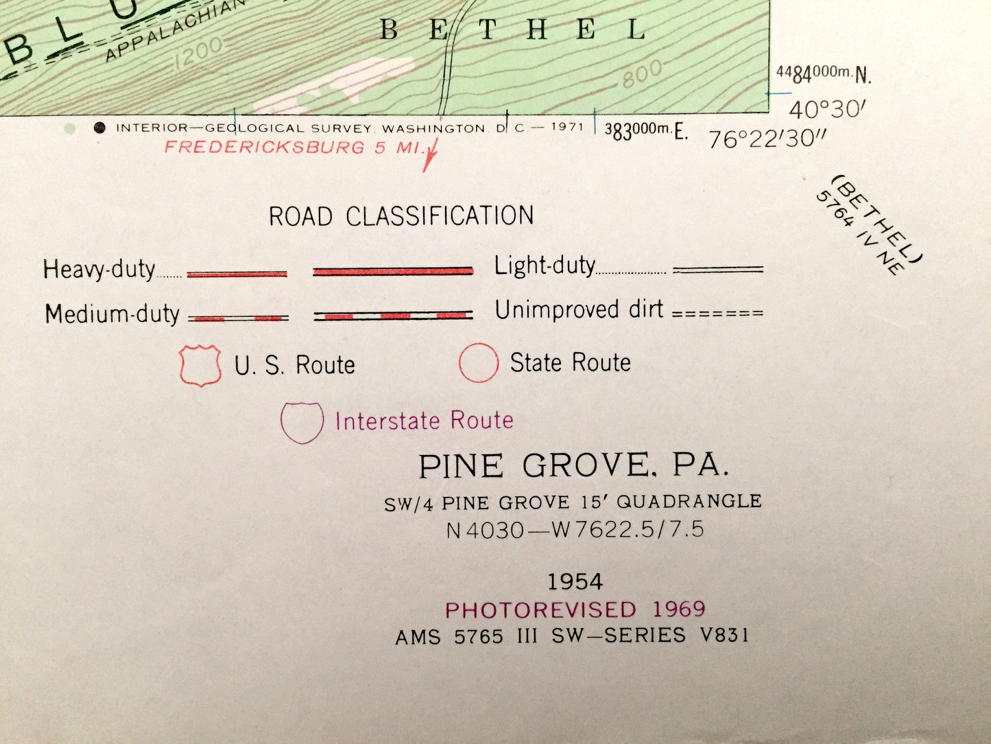 Antique Pine Grove, Pennsylvania 1954 US Geological Survey Topographic Map – Schuylkill County, Suedberg, Lorberry, Tremont Irving Ravine PA
