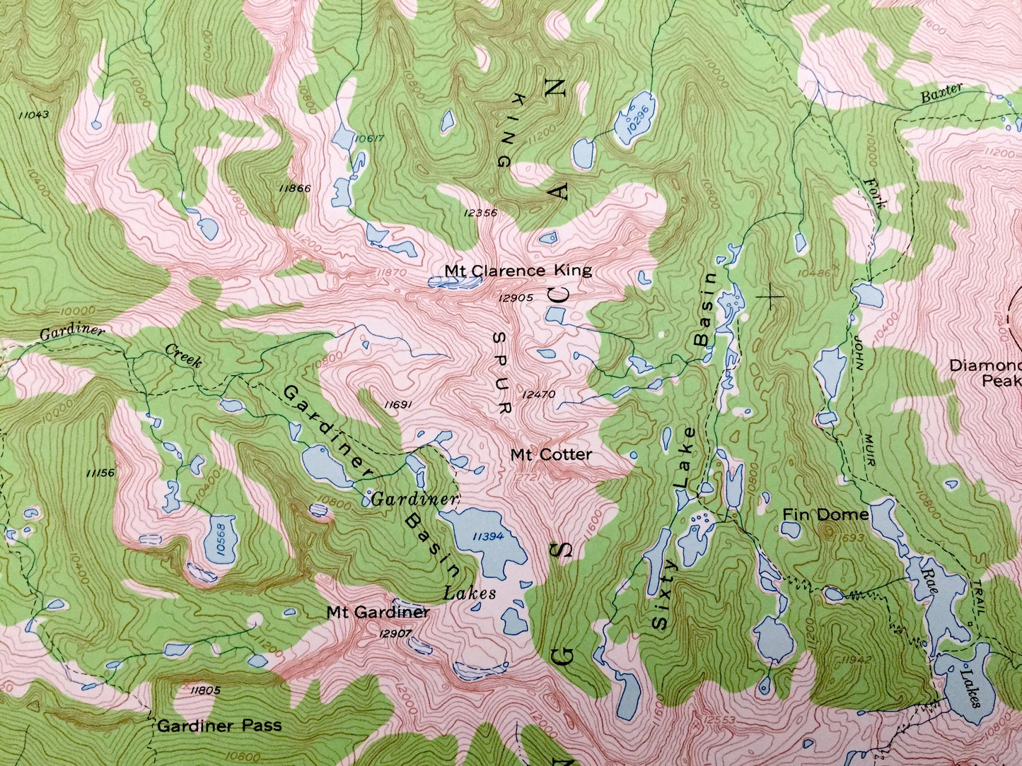 Antique Mt Pinchot, California 1953 US Geological Survey Topographic Map – Sierra Nevadas, Kings, Inyo National Forest, Fresno, County, CA