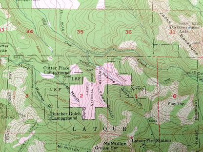 Antique Manzanita Lake, California 1956 US Geological Survey Topographic Map – Shasta County, Lassen Forest, Latour, Thousand Valley Lake CA
