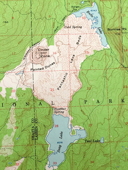 Antique Prospect Peak, California 1957 US Geological Survey Topographic Map – Shasta, Lassen County, Caribou, Sugarloaf, National Park, CA