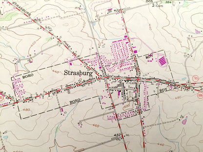 Antique Quarryville, Pennsylvania 1955 US Geological Survey Topographic Map – Lancaster County, New Providence Strasburg Lampeter Camargo PA