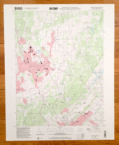 Antique Quakertown, Pennsylvania 1999 US Geological Survey Topographic Map – Bucks County Perkasie Applebachsville East Rockhill Richland PA