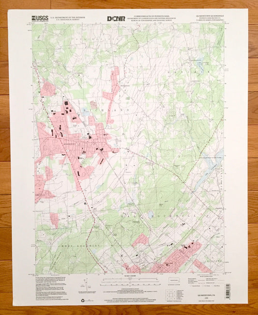 Antique Quakertown, Pennsylvania 1999 US Geological Survey Topographic Map – Bucks County Perkasie Applebachsville East Rockhill Richland PA
