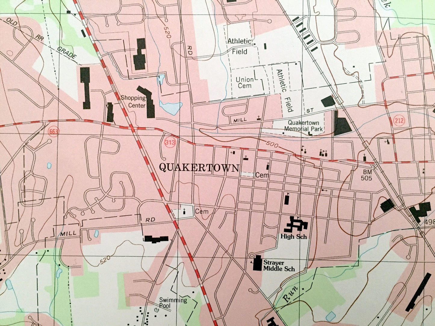 Antique Quakertown, Pennsylvania 1999 US Geological Survey Topographic Map – Bucks County Perkasie Applebachsville East Rockhill Richland PA