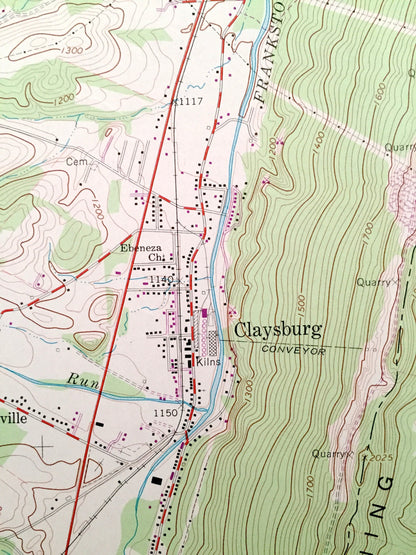 Antique Roaring Spring, Pennsylvania 1963 US Geological Survey Topographic Map – Blair, Bedford County, Sproul, Claysburg, Friesville, PA