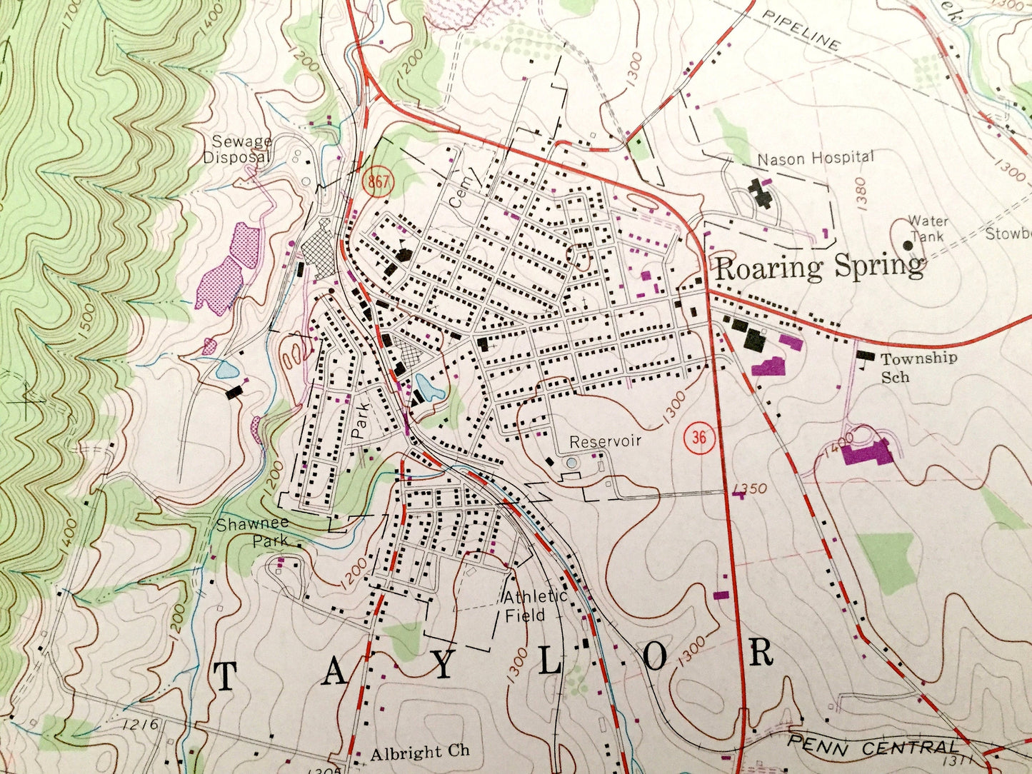 Antique Roaring Spring, Pennsylvania 1963 US Geological Survey Topographic Map – Blair, Bedford County, Sproul, Claysburg, Friesville, PA