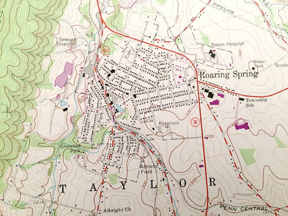 Antique Roaring Spring, Pennsylvania 1963 US Geological Survey Topographic Map – Blair, Bedford County, Sproul, Claysburg, Friesville, PA