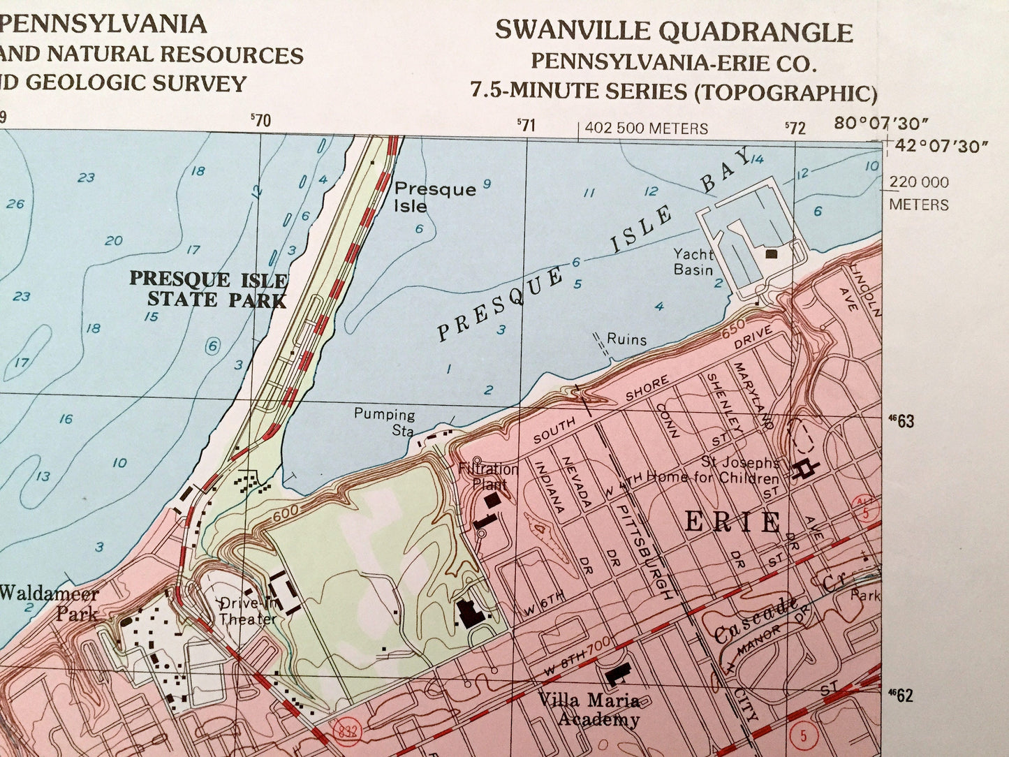 Antique Swanville, Pennsylvania 1998 US Geological Survey Topographic Map – Erie County, Vernondale, Sterrettania, Fairview, Millcreek, PA