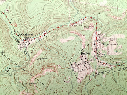 Antique Saxton, Pennsylvania 1968 US Geological Survey Topographic Map – Bedford County, Huntingdon County, Broad Top City, Defiance, Dudley