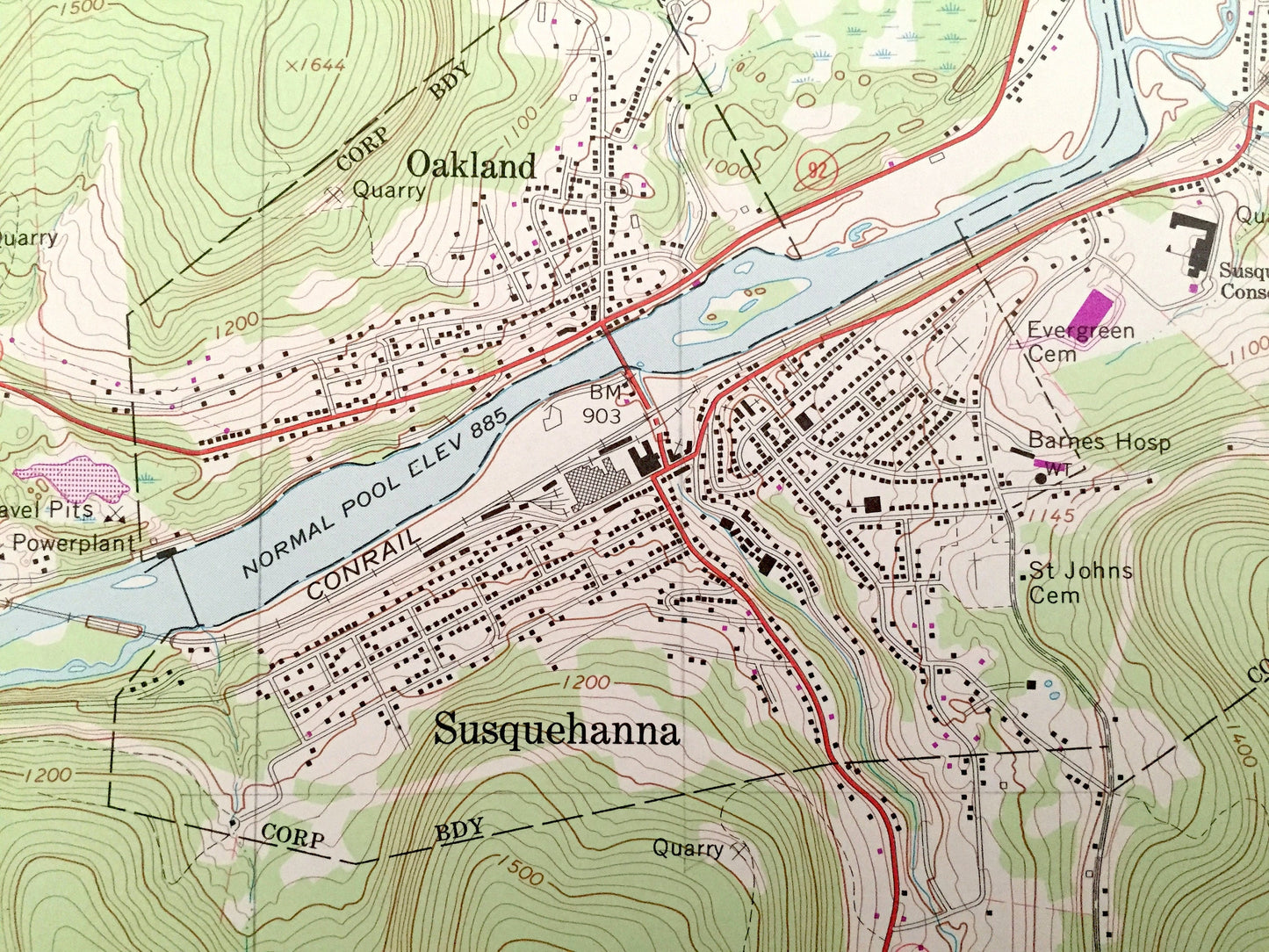 Antique Susquehanna, Pennsylvania & New York 1968 US Geological Survey Topographic Map – Lanesboro, Brandt, Stevens Point, Melrose