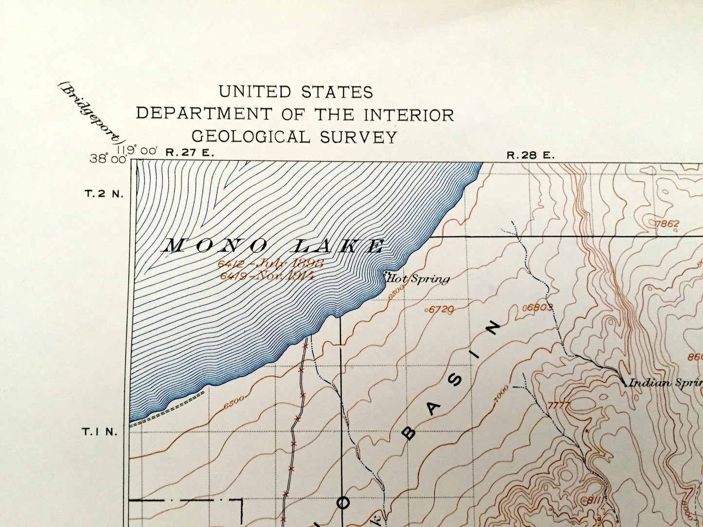 Antique Mt Morrison, California 1915 US Geological Survey Topographic Map – Mono, Fresno County, Inyo National Forest, Lake Crowley, CA