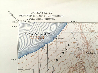 Antique Mt Morrison, California 1915 US Geological Survey Topographic Map – Mono, Fresno County, Inyo National Forest, Lake Crowley, CA