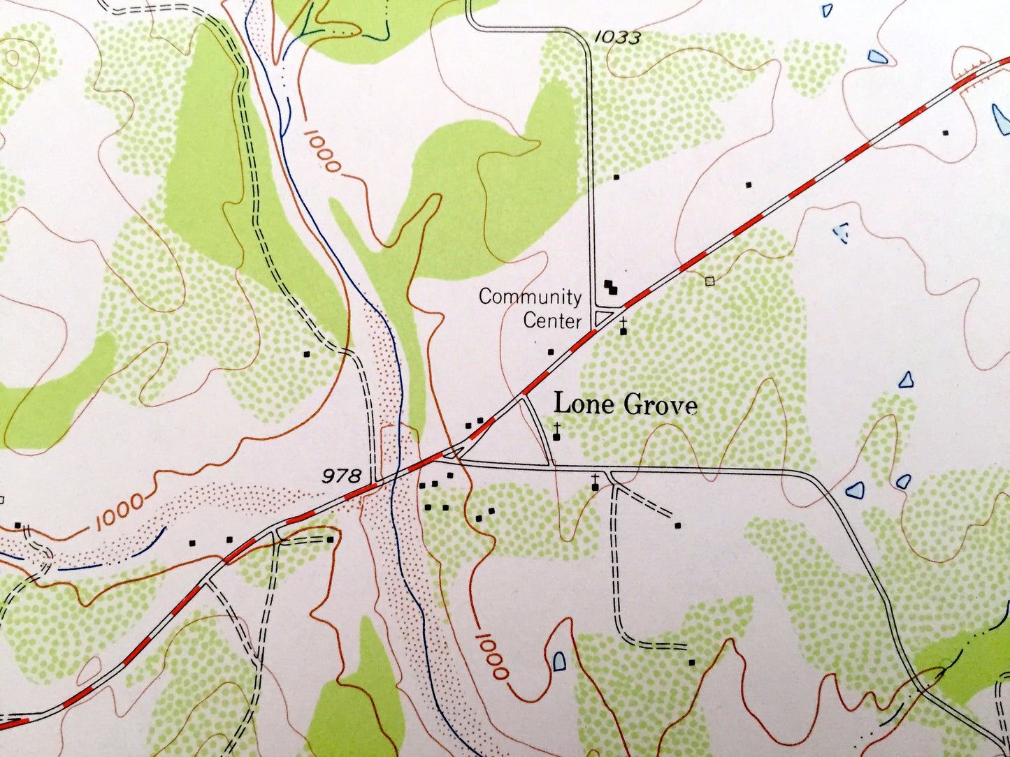 Antique Lone Grove, Texas 1956 US Geological Survey Topographic Map – Lockhart Mountain, Llano River, Cowen Rocks, Point Peak, Llano County