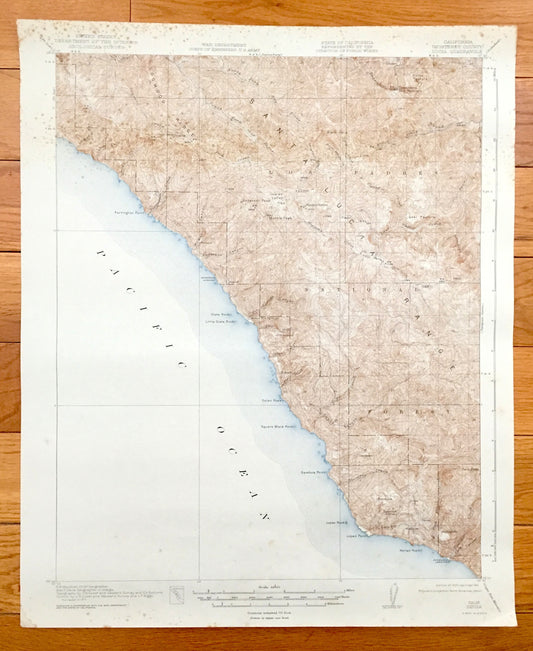 Antique Lucia, California 1921 US Geological Survey Topographic Map – Monterey County, Tassajara Hot Springs, Lopez Point, Los Padres, CA