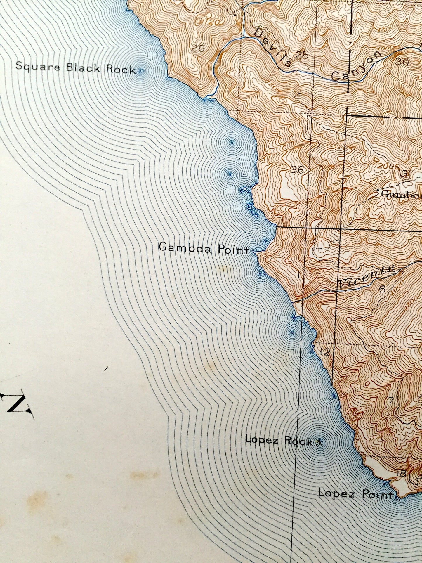 Antique Lucia, California 1921 US Geological Survey Topographic Map – Monterey County, Tassajara Hot Springs, Lopez Point, Los Padres, CA