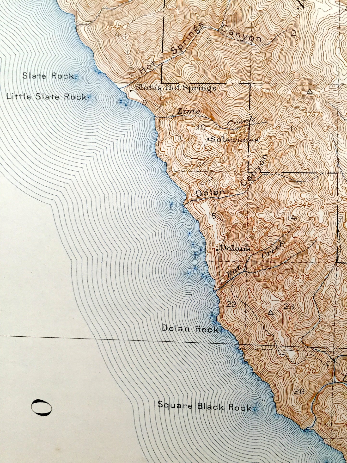 Antique Lucia, California 1921 US Geological Survey Topographic Map – Monterey County, Tassajara Hot Springs, Lopez Point, Los Padres, CA