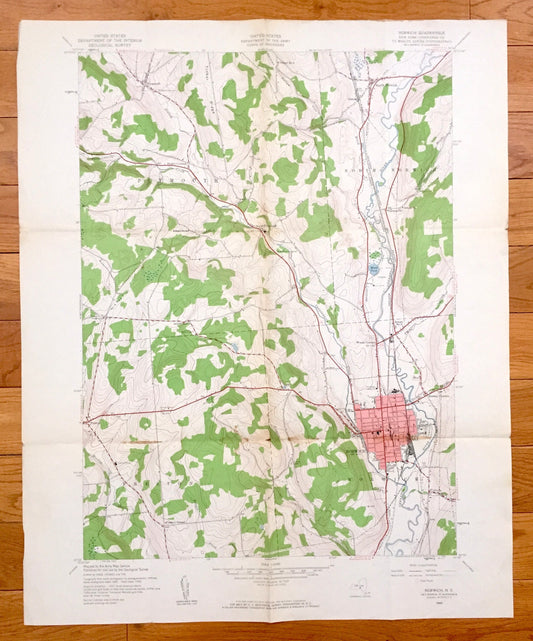 Antique Norwich, New York 1943 US Geological Survey Topographic Map – Chenango Co, Preston, Plymouth, North Norwich, Galena, Plasterville