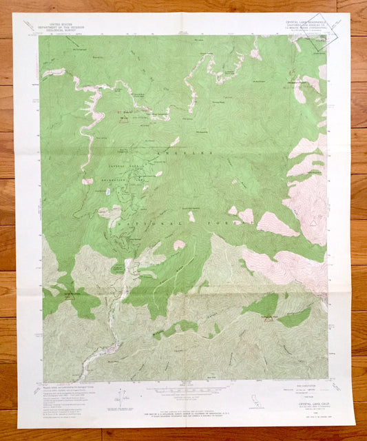 Antique Crystal Lake, California 1958 US Geological Survey Topographic Map – Los Angeles County, National Forest, South Mt. Hawkins, CA