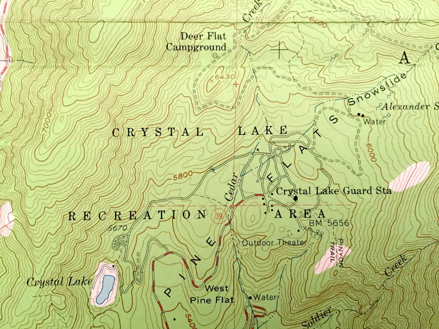 Antique Crystal Lake, California 1958 US Geological Survey Topographic Map – Los Angeles County, National Forest, South Mt. Hawkins, CA