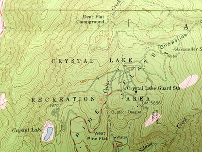 Antique Crystal Lake, California 1958 US Geological Survey Topographic Map – Los Angeles County, National Forest, South Mt. Hawkins, CA