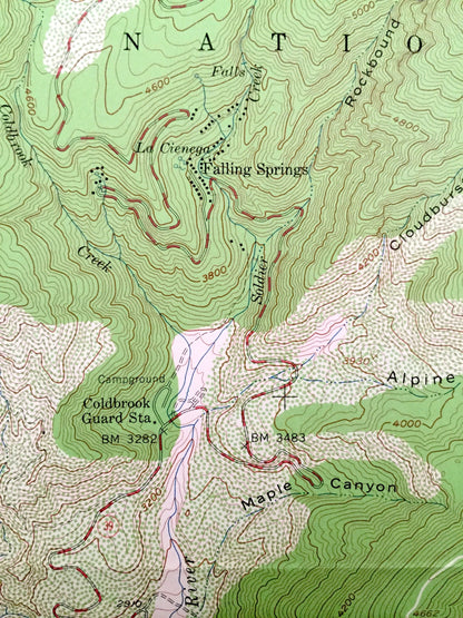 Antique Crystal Lake, California 1958 US Geological Survey Topographic Map – Los Angeles County, National Forest, South Mt. Hawkins, CA