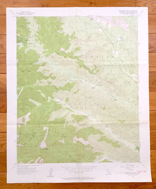 Antique Telegraph Peak, California 1956 US Geological Survey Topographic Map – San Bernardino County Wrightwood Lytle Creek Stockton Flat CA