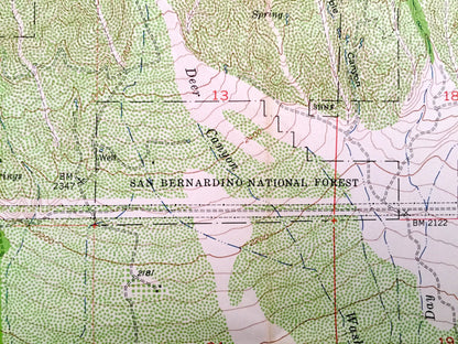 Antique Cucamonga Peak, California 1953 US Geological Survey Topographic Map –San Bernardino County, Cucamonga,Alta Loma, Grapeland,Etiwanda