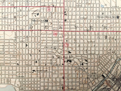 Antique Denver, Colorado 1944 US Geological Survey Topographic Map – Wheat Ridge, Arvada, Mountainview, Westminster, Edgewater, Standley, CO