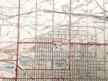 Antique Denver, Colorado 1944 US Geological Survey Topographic Map – Wheat Ridge, Arvada, Mountainview, Westminster, Edgewater, Standley, CO
