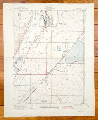 Antique Brighton, Colorado 1944 US Geological Survey Topographic Map – Henderson, Barr Lake, Adams, Weld County, Denver, Platte River, CO