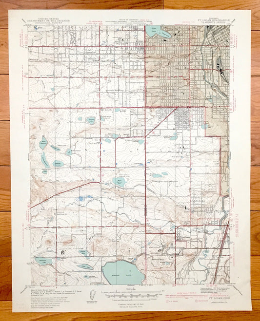 Antique Fort Logan, Colorado 1941 US Geological Survey Topographic Map – Denver, Sheridan, Lakewood, Bow Mar, Edgewater, Arapahoe County, CO