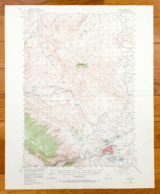 Antique Cody, Wyoming 1949 US Geological Survey Topographic Map – Park County, Shoshone River, Eaglenest Basin Ralston Flats Buffalo Bill WY
