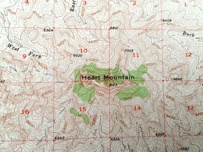Antique Cody, Wyoming 1949 US Geological Survey Topographic Map – Park County, Shoshone River, Eaglenest Basin Ralston Flats Buffalo Bill WY