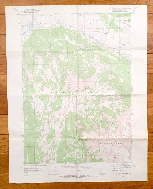 Antique Big Sheep Mountain, Wyoming 1968 US Geological Survey Topographic Map – Sublette County, Green River, Red Hill, Battleship Mountain