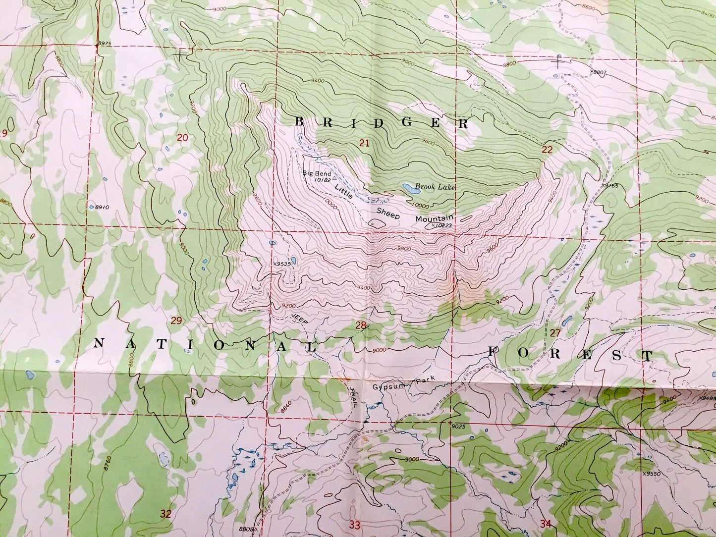 Antique Big Sheep Mountain, Wyoming 1968 US Geological Survey Topographic Map – Sublette County, Green River, Red Hill, Battleship Mountain