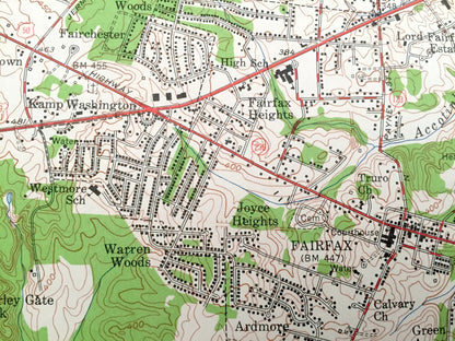 Antique Fairfax, Virginia 1955 US Geological Survey Topographic Map – County, Burke, Doveville, Ilda, Homewood, Little River Hills,  VA