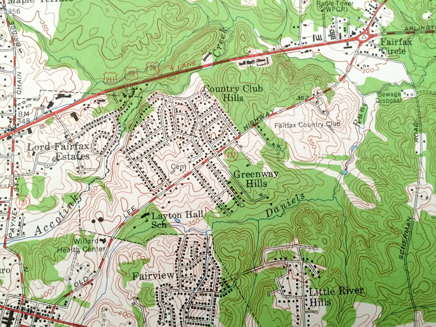 Antique Fairfax, Virginia 1955 US Geological Survey Topographic Map – County, Burke, Doveville, Ilda, Homewood, Little River Hills,  VA