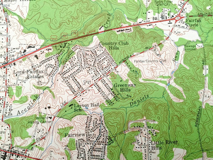 Antique Fairfax, Virginia 1955 US Geological Survey Topographic Map – County, Burke, Doveville, Ilda, Homewood, Little River Hills,  VA
