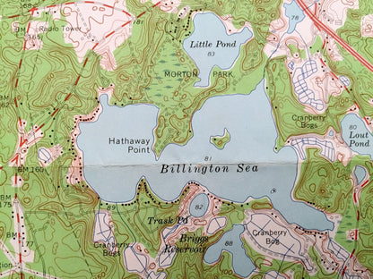 Antique Plymouth, Massachusetts 1962 US Geological Survey Topographic Map – Duxbury, Carver, Kingston, South Pond, Cordage, Fort Standish MA