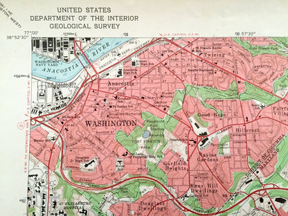 Antique Anacostia, Washington DC & Maryland 1965 US Geological Survey Topographic Map – Prince Georges County, Clinton, Camp Springs Twining