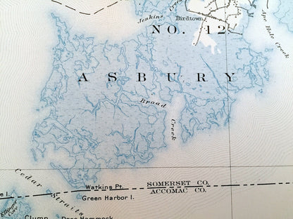 Antique Chesapeake Bay, Maryland 1903 US Geological Survey Topographic Map – Crisfield, Asbury, Lawsons, Smith Island, Eastern Shore, MD