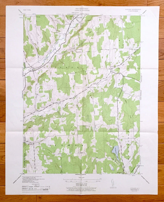Antique Pitcher, New York 1944 US Geological Survey Topographic Map – Chenango County, Pitcher Springs, Cincinnatus, Pharsalia, German, NY