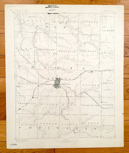 Antique Springfield, Missouri 1886 US Geological Survey Topographic Map – Pleasant Hope, Strafford, Ebenezer, Polk, Greene, Christian County