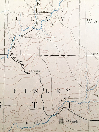 Antique Springfield, Missouri 1886 US Geological Survey Topographic Map – Pleasant Hope, Strafford, Ebenezer, Polk, Greene, Christian County